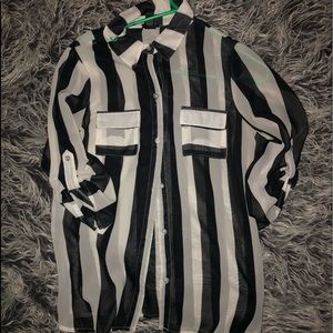 Sheer Black and White Blouse
